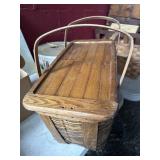 Woven Wood Picnic Basket with Hinged Lid