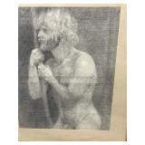 Graphite Male Portrait Drawing, 31 1/2 x 38
