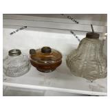3 Assorted Glass Oil Lamp Bases