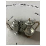 Pewter Teapots With Wood Accents