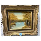 Framed Landscape Oil Painting by Faryell, 13"