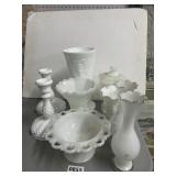 White Milk Glass Decorative Lot
