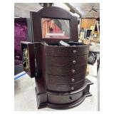 Wood Jewelry Case With Costume Jewelry