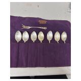 Sterling Silver Spoon Set and Fork, 110g