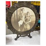 1920s Deco Sepia Picture in Embossed Metal