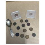 US Indian Head Cent Collection with Spoon