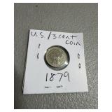 1879 U.S. Silver Three Cent Coin