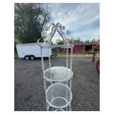 White Metal and Glass 3-Tier Plant Stand