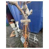 Metal Sculpture Squirrel on Tree with Windmill Bas