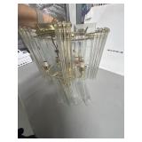 Brass and Glass Chandelier Light Fixture