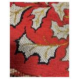 Beaded Textile Wall Hanging With Leaf Motif