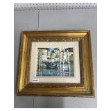 Framed Gondola Scene Painting, 20x17"