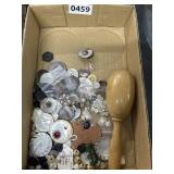 Buttons and Wooden Darning Egg Lot