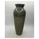 14-Inch Tall Stoneware Vase with Ribbed Design
