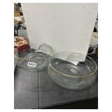 2 Clear Glass Bowls with Gold Rim