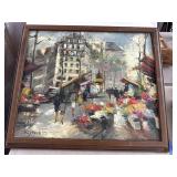 Signed 24x20 Framed Paris Street Scene Painting