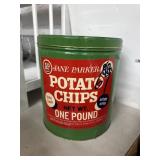 Jane Parker Potato Chip Tin Can 10" Diameter