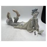 16" Lladro Porcelain Reclining Clown Figurine