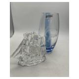 Lenox Dolphin Vase and Crystal Ship Figurine