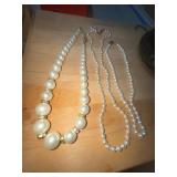 Three Faux Pearl Bead Necklaces