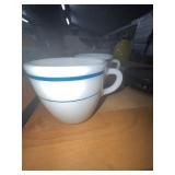 Pair Pyrex Milk Glass Coffee Mugs #723 Blue Teal