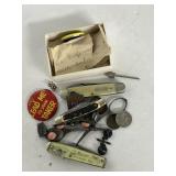 Lot: Pocket Knives, Coins, Badges, Gulf Pendant