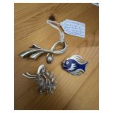 Three Sterling Brooches/Pins