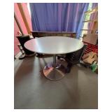 Round White Table with Chrome Pedestal Base
