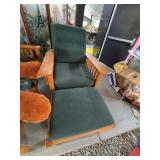Mission Style Oak Armchair and Ottoman Set
