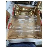 Brass Candlestick Holders and Glass V