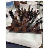 Hand-Carved Wooden Chess Set with Board