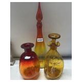 Blendo Hand Crafted 3 Piece Art Glass Lot