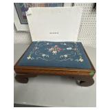 22" Needlepoint Floral Footstool