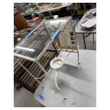 White Iron Side Table with Glass Top 12x18