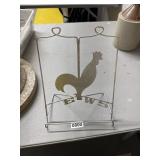 Aluminum Book Rack with Rooster and EWS Letters