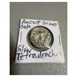 Ancient Greek Gela Silver Tetradrachm Coin