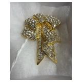Nolan Miller Signed Rhinestone Bow Brooch