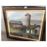 C.E. Schur Framed Farm Scene Painting, 30x28