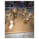 6 Goebel Hummel Figural 14K Trim Wine Glasses
