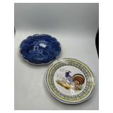 Two Decorative Plates: 1890s Blue Transferware and