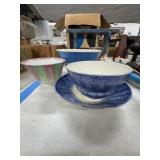 Three Decorative Mixing Bowls and Sau-