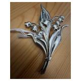 Sterling Lily of the Valley Brooch