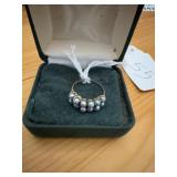 10K Victorian Ring with 2 Rows Gray Pearls