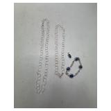Sterling Silver 925 Jewelry Set with Blue Stones