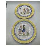 Henriot Quimper France Faience Plates, Pair