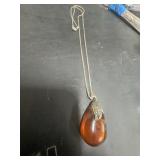 Amber Teardrop Pendant Necklace with Marked Bail