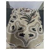 Beaded Floral Decorative Pillow With Tassel Trim