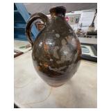 Glazed Stoneware Jug with Handle, 11 in.