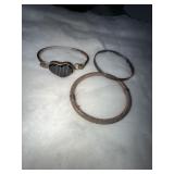 Three Mixed Metal Bangle Bracelets