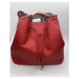 Calvin Klein Red Leather Drawstring Bag